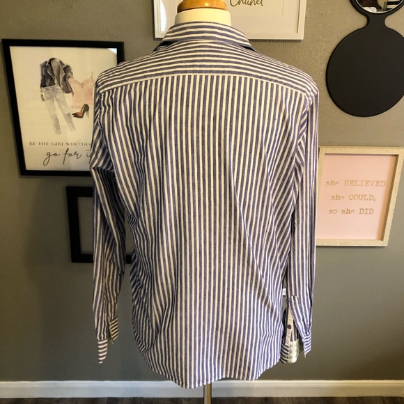 Ted Baker Blue White Striped Button Down Shirt 6 - Picture 3 of 11